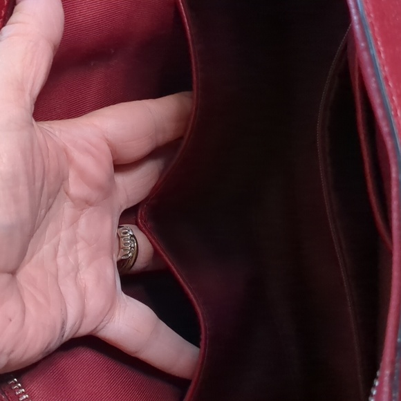 DANIER* lg red soft genuine leather crossbody multi pouch double zippered bag - Picture 11 of 17